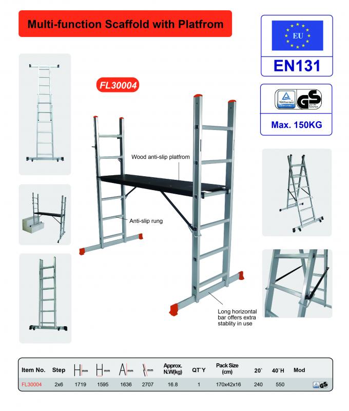 2x6 Aluminium Scaffolding Ladder A Form With 1470x405mm Platform