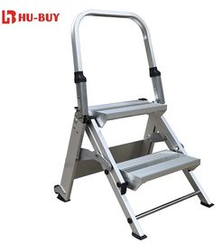 High Safety Aluminum Step Ladder Two - Step Construction  For Rugged Use