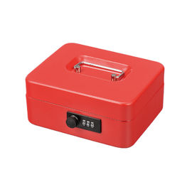Durable 5 Compartment Security Metal Cash Box With Removable Coin Tray