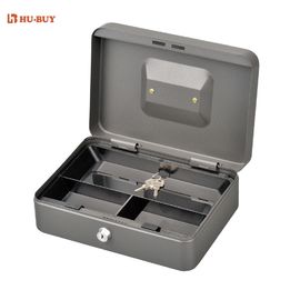 Wear Resistant Metal Cash Box With Lock Coin Storage Money Safe 3 Compartments