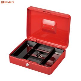 Durable Money Saving Safes , Red Five Cell Lockable Money Tin With Key Lock