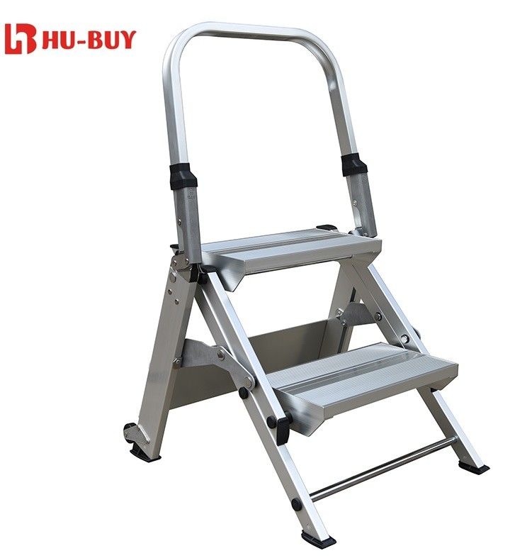 High Safety Aluminum Step Ladder Two - Step Construction  For Rugged Use
