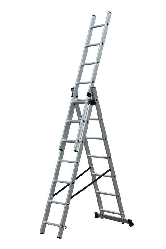 Portable 3x7  Aluminum Extension Ladder With Anti Slip Rungs Stable Performance