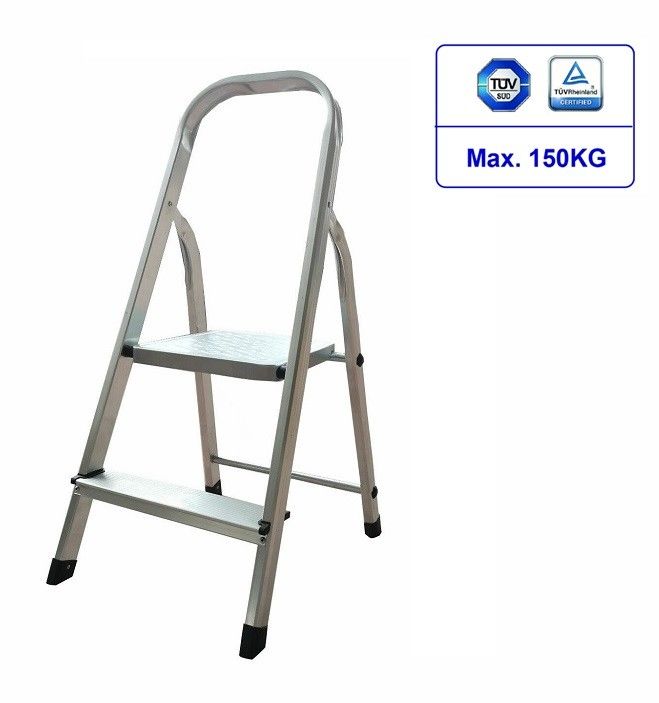 2 - Step Aluminum Step Ladder Extra Large Platform Aluminium Foot Stool