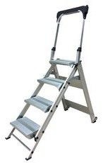 Professional Aluminium Folding Step Stool With Handle And Tool Tray 4 Steps