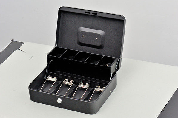 Powder Metal Money Box With Lock Clips / Modern Antitheft Portable Office Money Safes