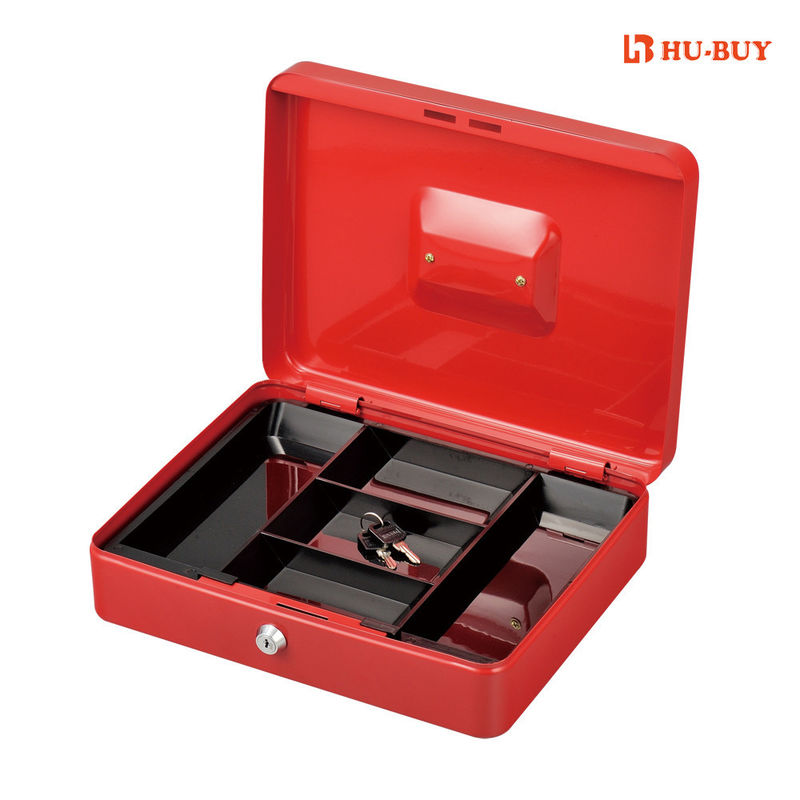 Durable Money Saving Safes , Red Five Cell Lockable Money Tin With Key Lock