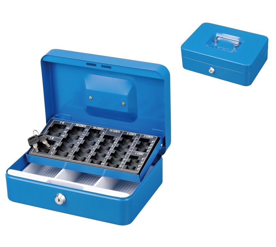 Customized Antitheft Metal Cash Box Euro Money Safe With Removable Coin Tray