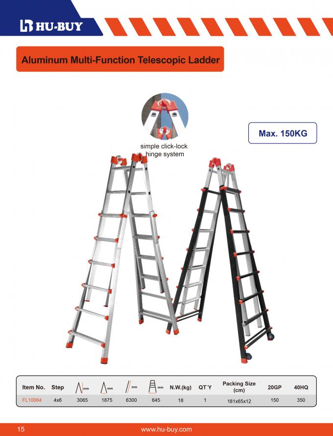 4x6 Portable Aluminum Telescopic Ladder Multi Position Extension